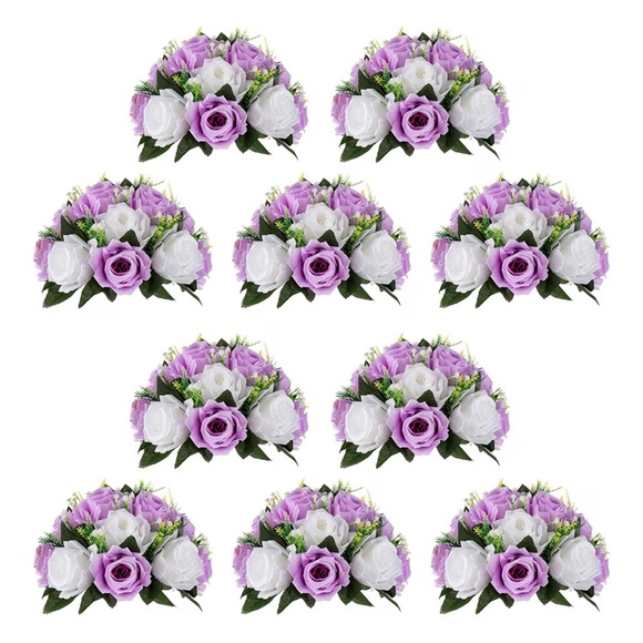 Other - 10 Elegant Purple and White Artificial Flower Arrangement